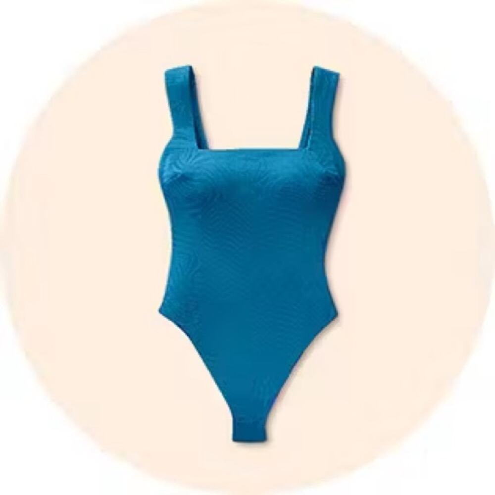 NWT Shade & Shore Full Seat Coverage blue one piece swimsuit size large L
b68